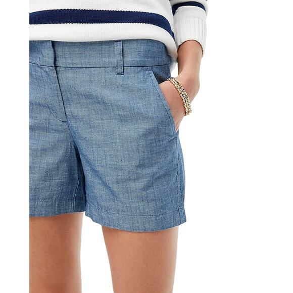 J.Crew Factory 5” Classic Chambray Shorts Blue Cotton NWT Size 6 - Picture 3 of 8